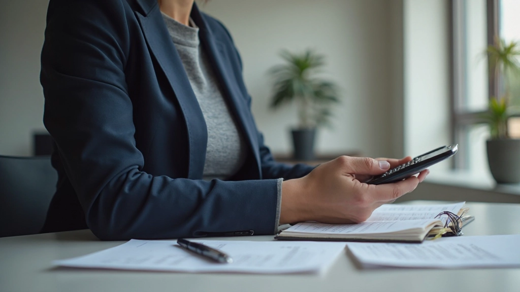 Профессиональное фото человека с калькулятором и финансовыми расчетами